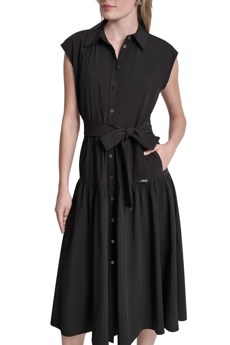 Drop Waist Shirtdress, Alternate, color, BLACK