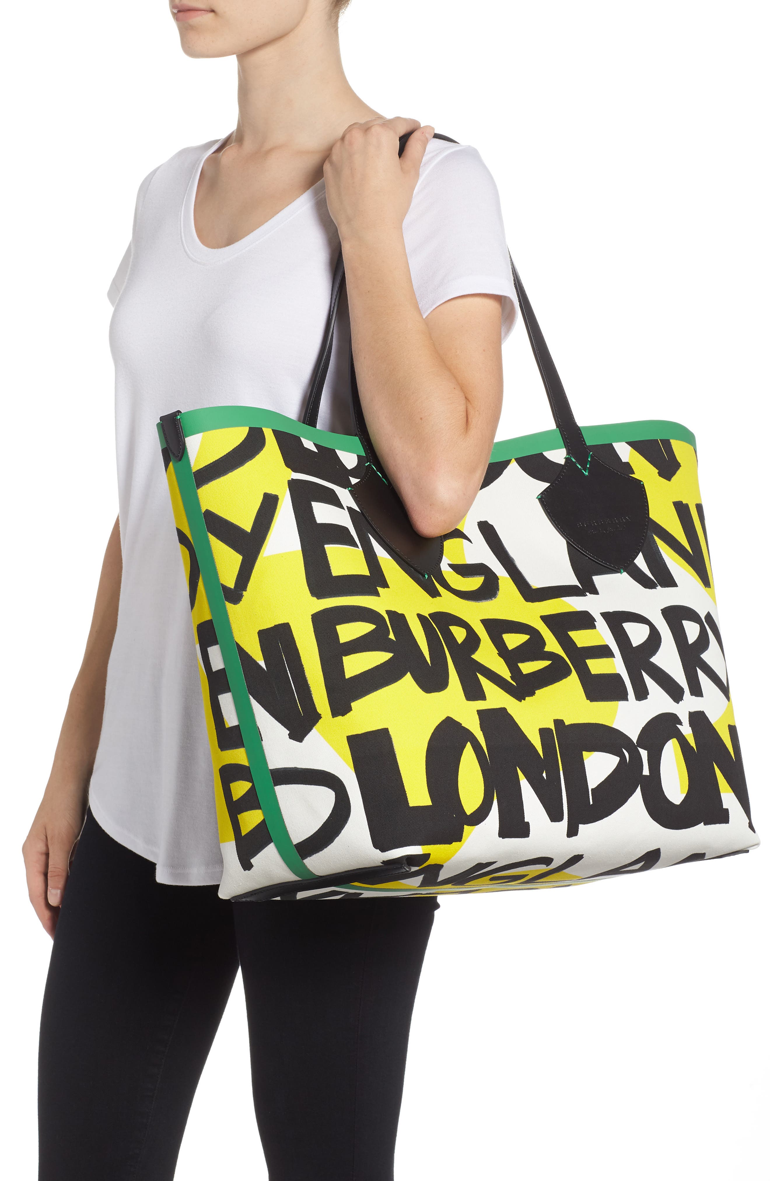 Burberry Giant Graffiti Print Reversible Tote, Alternate, color, 