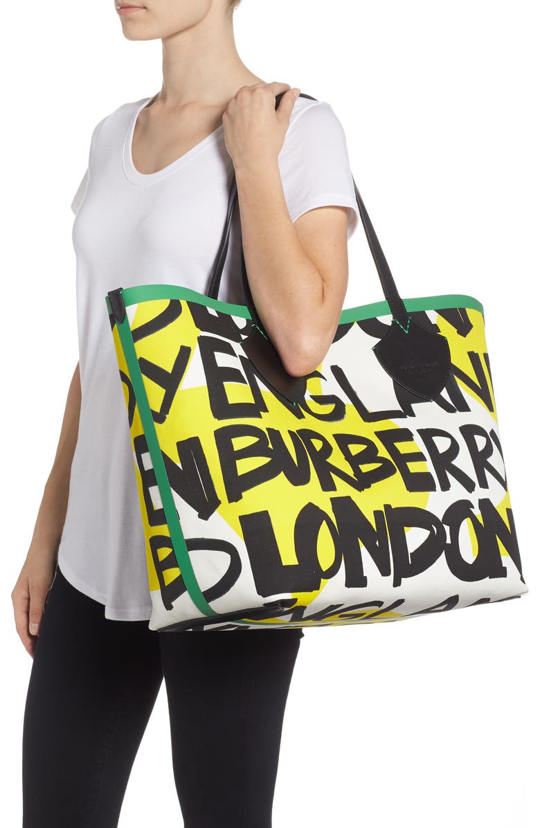Burberry Giant Graffiti Print Reversible Tote, Alternate, color,