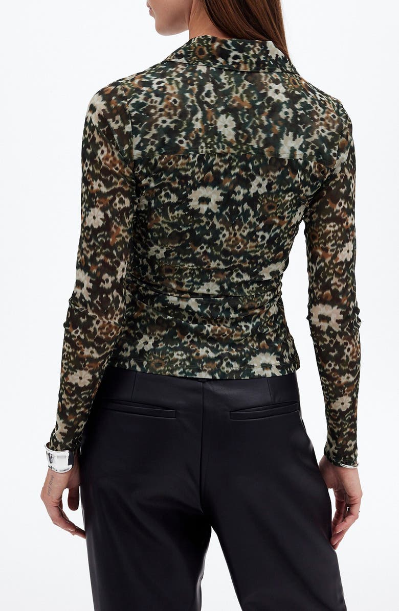 Madewell Floral Long Sleeve Mesh Polo Top, Alternate, color, 