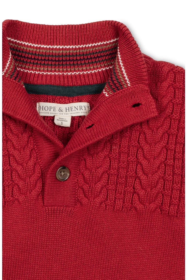 Kids' Organic Long Sleeve Mock Neck Sweater with Cable Yoke, Alternate, color, Red Cable Yoke