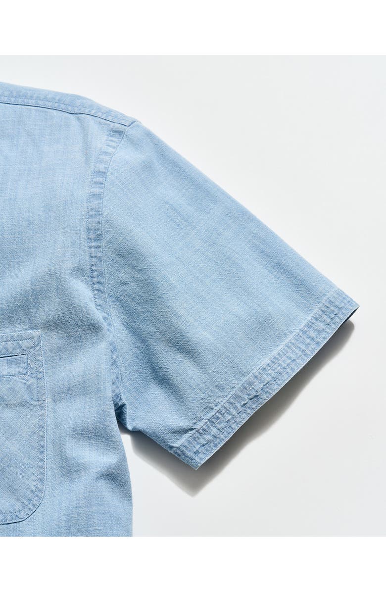Billy Reid Donelson Short Sleeve Organic Cotton Chambray Sport Shirt, Alternate, color, Blue