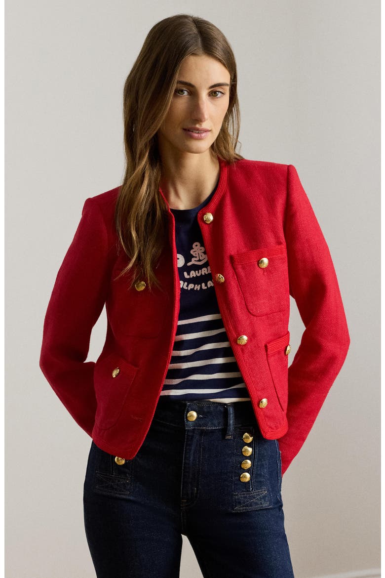 Linen Herringbone Jacket, Alternate, color, CRUISE RED
