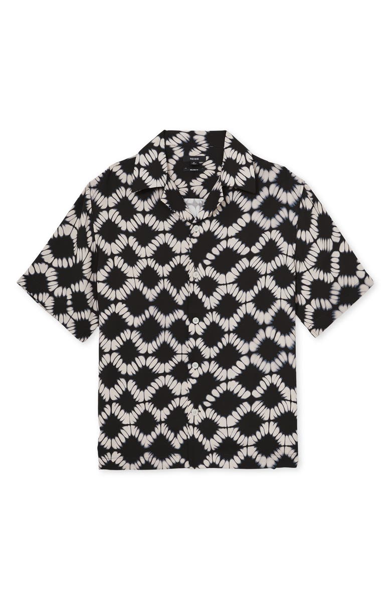 Reiss Makard Tie Dye Relaxed Fit Button-Up Shirt, Alternate, color, Black Multi