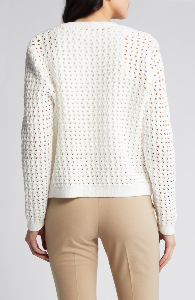 KOBI HALPERIN Loui Open Stitch Cotton Blend Cardigan, Alternate, color, White