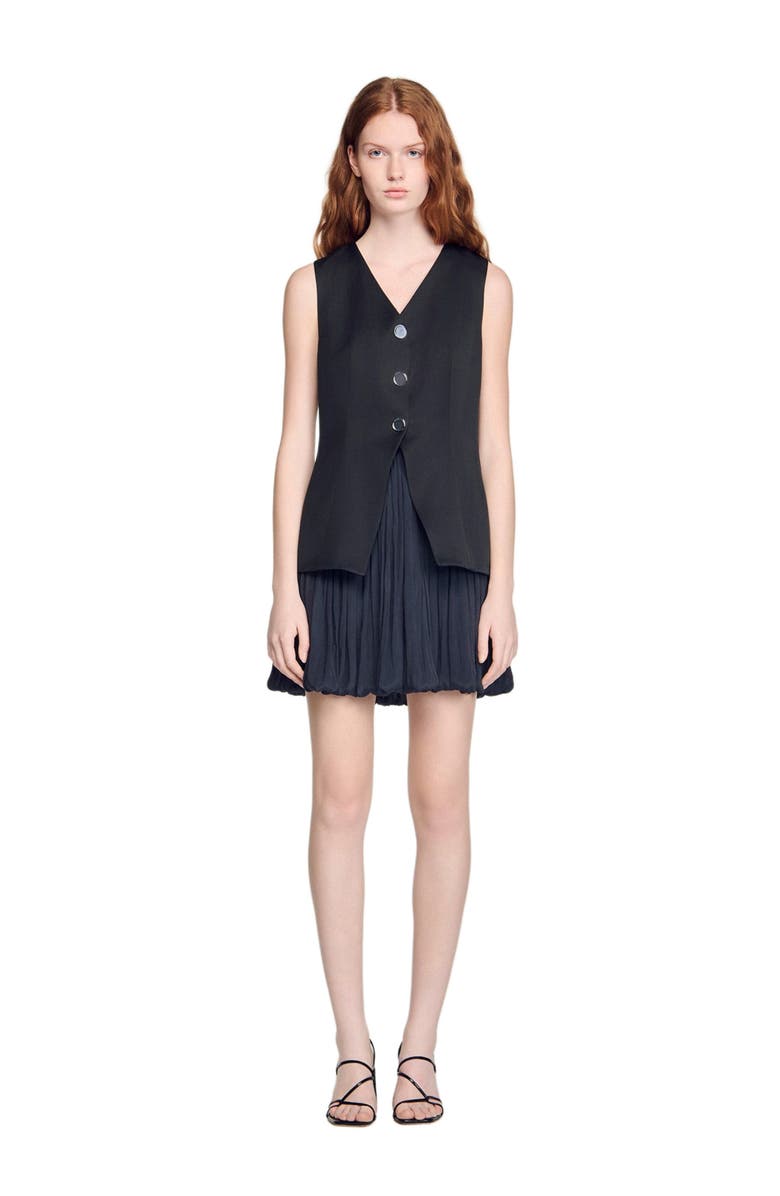 SANDRO Short bubble dress, Alternate, color, Black