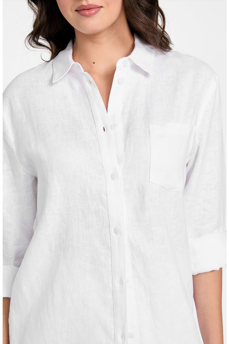 Gen Linen Button-Up Shirt, Alternate, color, PURE WHITE