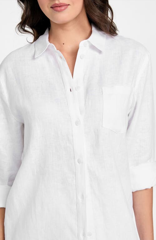 Guess Gen Linen Button-up Shirt In White