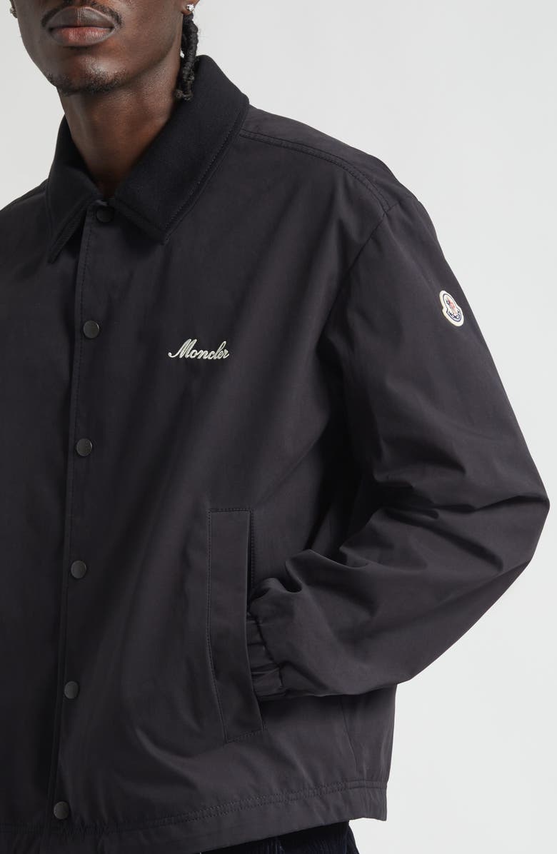 Moncler Arinell Logo Embroidered Shirt Jacket, Alternate, color, Black