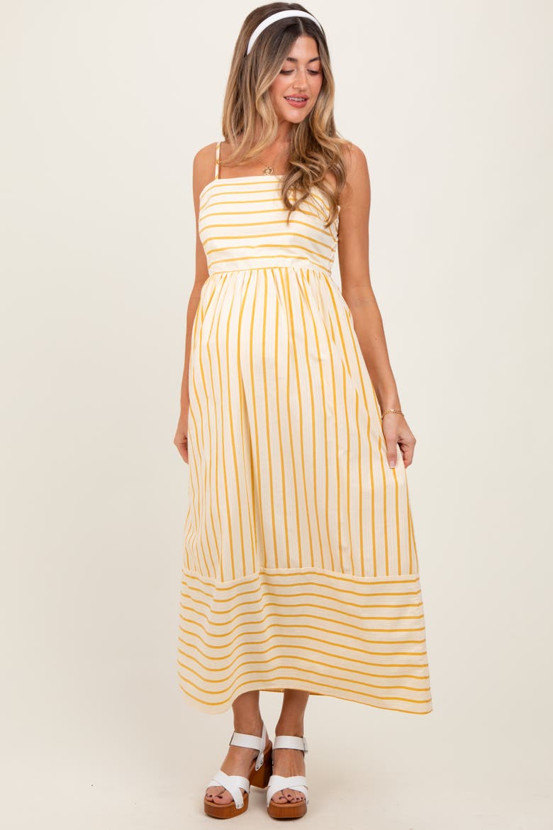 Striped Sleeveless Maxi Dress, Main, color, Yellow