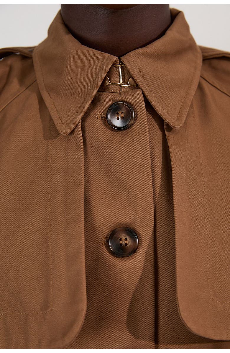Karen Millen Cape Detail Trench Coat, Alternate, color, Camel