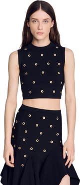 SANDRO Studded knit top