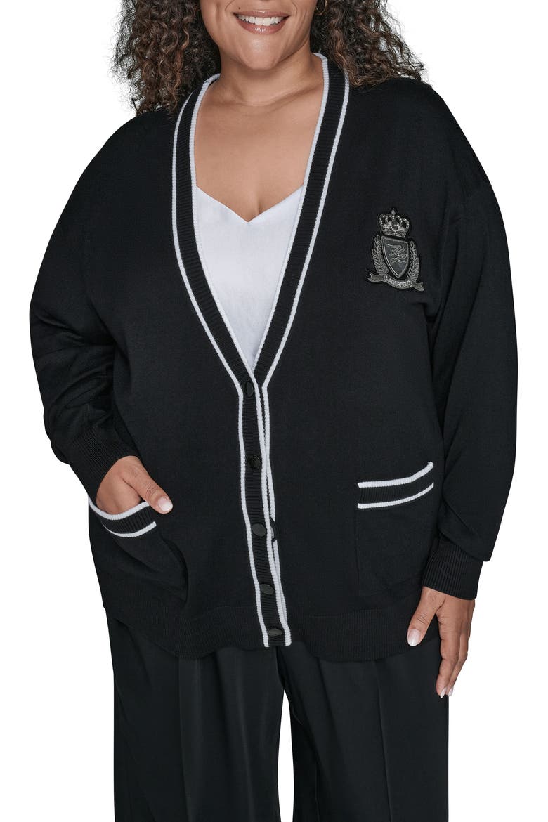 Varsity Cardgian, Alternate, color, BLACK/ SOFT WHITE