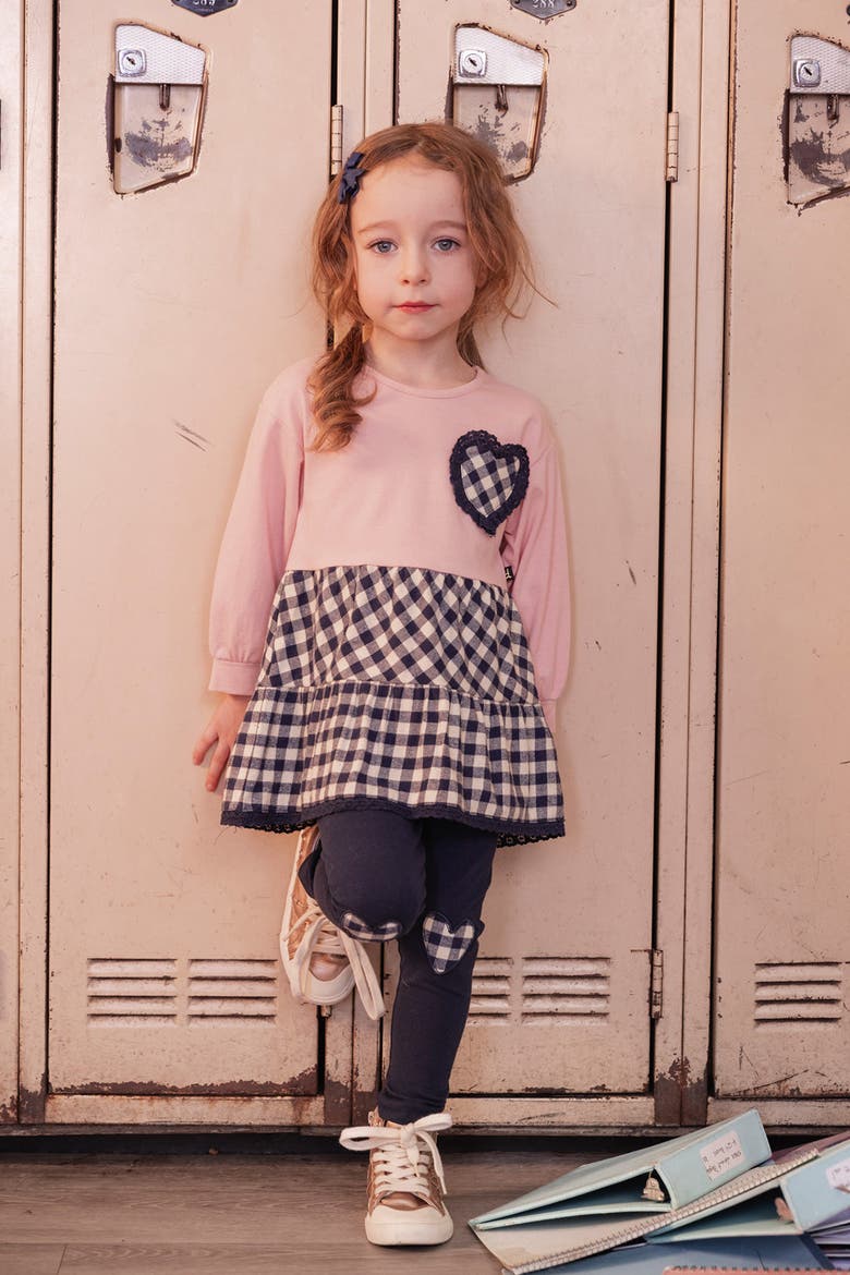 Cozy Hearts Tunic and Leggings Set, Alternate, color, Pale Dusty Pink and Navy