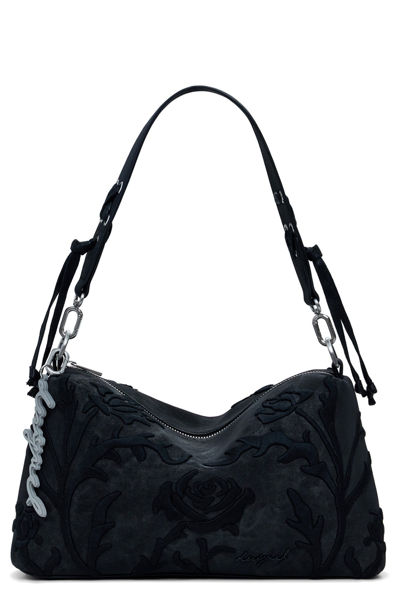 Desigual Faux Leather Shoulder Bag, Main, color, Black