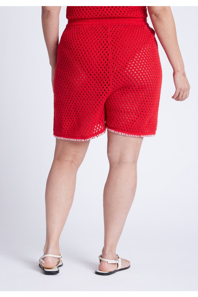 Crochet Knitted Short, Alternate, color, FLAME SCARLET