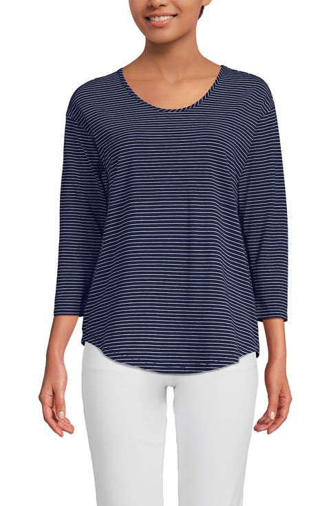 3/4 Sleeve Lightweight Jersey U-Neck Tunic