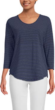 Lands' End 3/4 Sleeve Lightweight Jersey U-Neck Tunic