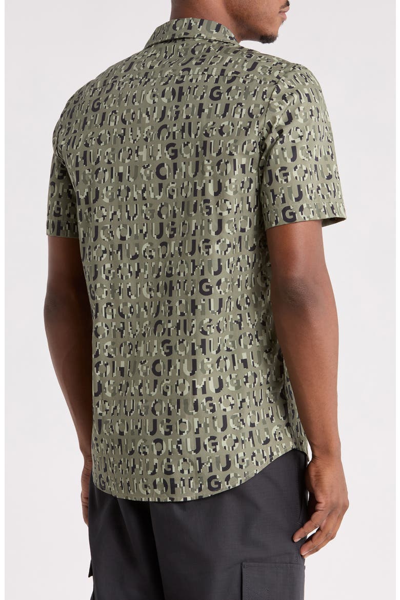 Ellino Logo Print Camp Shirt, Alternate, color, OPEN GREEN