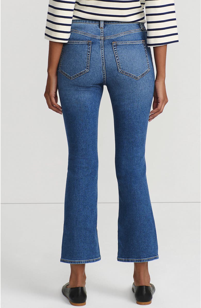 Lands' End High Rise Denim Button Front Kick Flare Crop Jeans, Alternate, color, Indigo Tide Blue