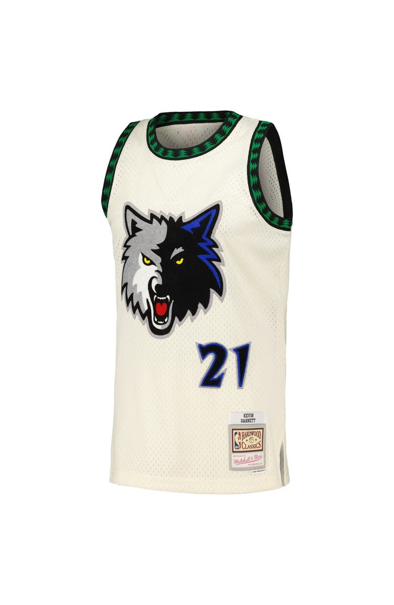 Mitchell & Ness Men's Mitchell & Ness Kevin Garnett Cream Minnesota Timberwolves Chainstitch Swingman Jersey, Alternate, color, Cream