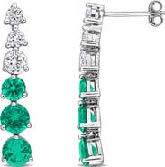DELMAR Lab Created Emerald Linear Drop Earrings