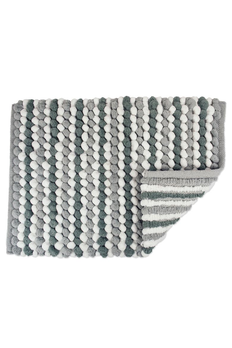 Microfiber Chenille Bath Mat Gray Stripe 21x35, Alternate, color, Gray