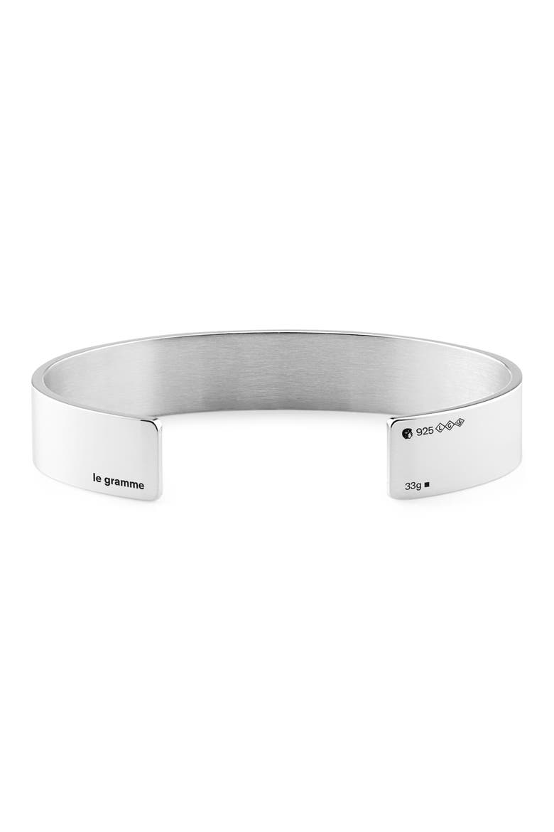 Men's 33G Polished Sterling Silver Ribbon Cuff Bracelet, Main, color, SILVER
