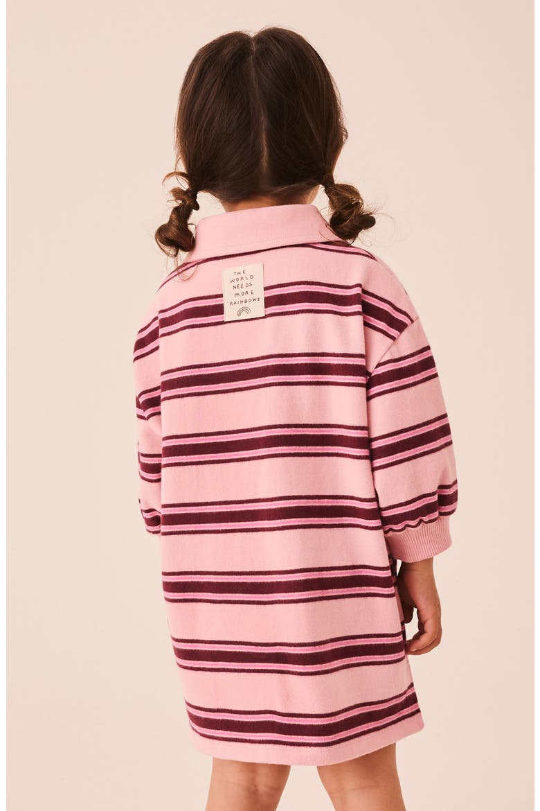 Kids' Striped Rugby Polo Dress, Alternate, color, PINK