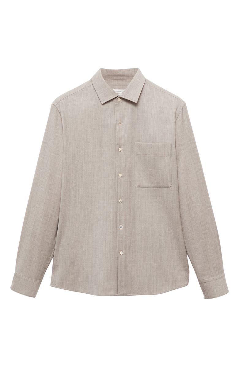 MANGO Regular Fit Wool Button-Up Shirt, Alternate, color, 