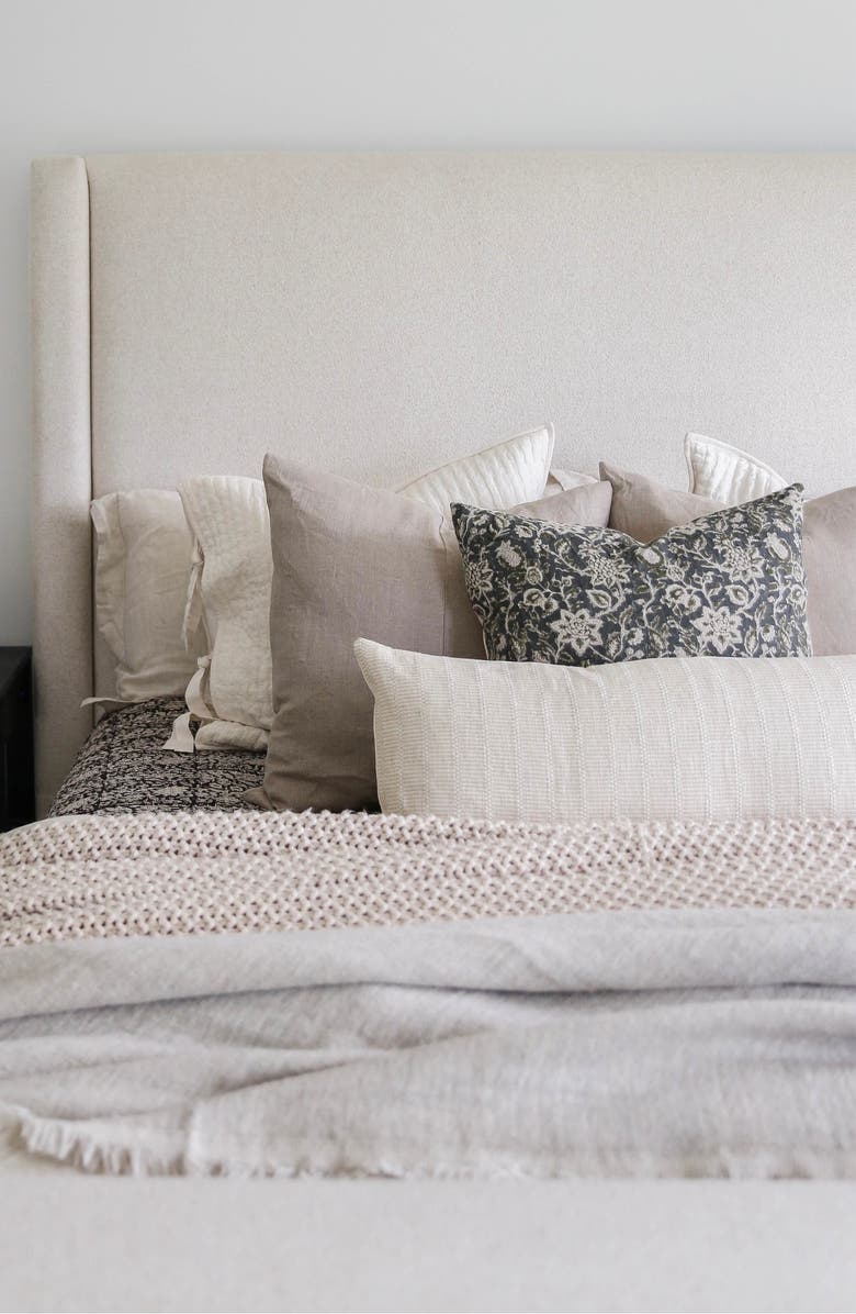 Linen & James Willow Deep Blue & Sage Floral Pillow Cover, Alternate, color, Slate Blue