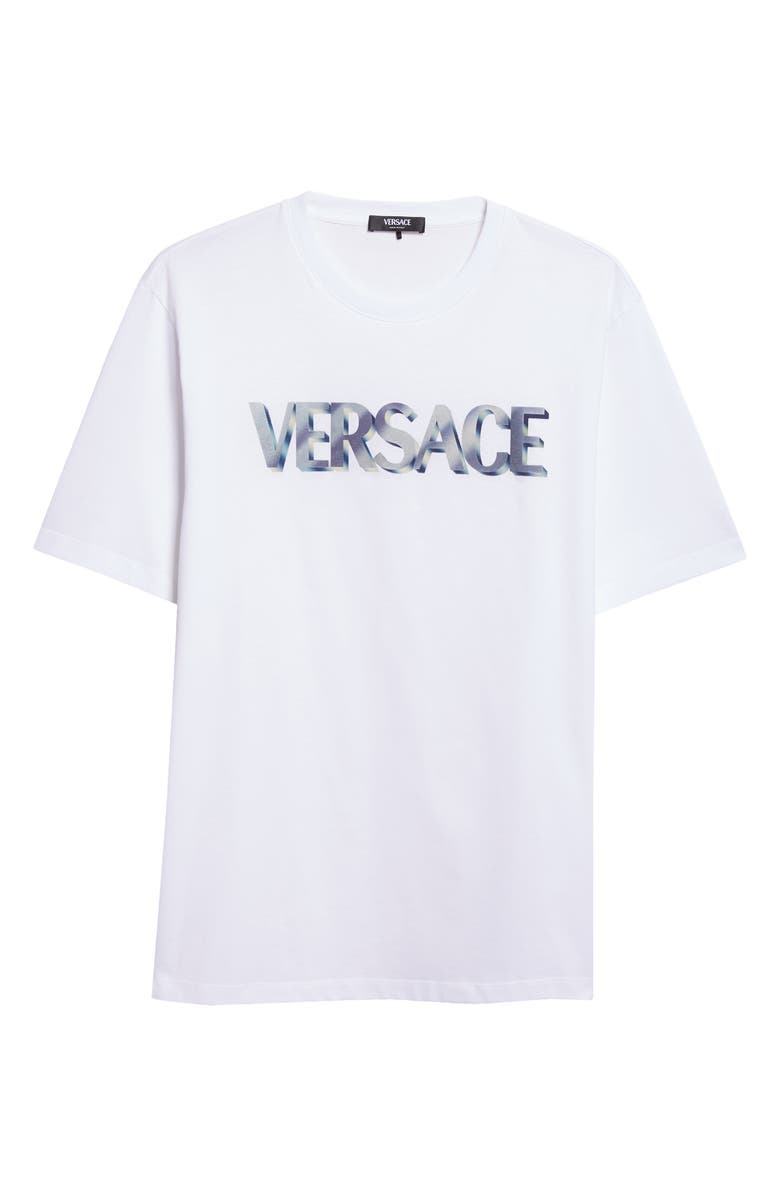 Versace 3D Logo Compact Cotton Jersey Graphic T-Shirt, Alternate, color, Optical White