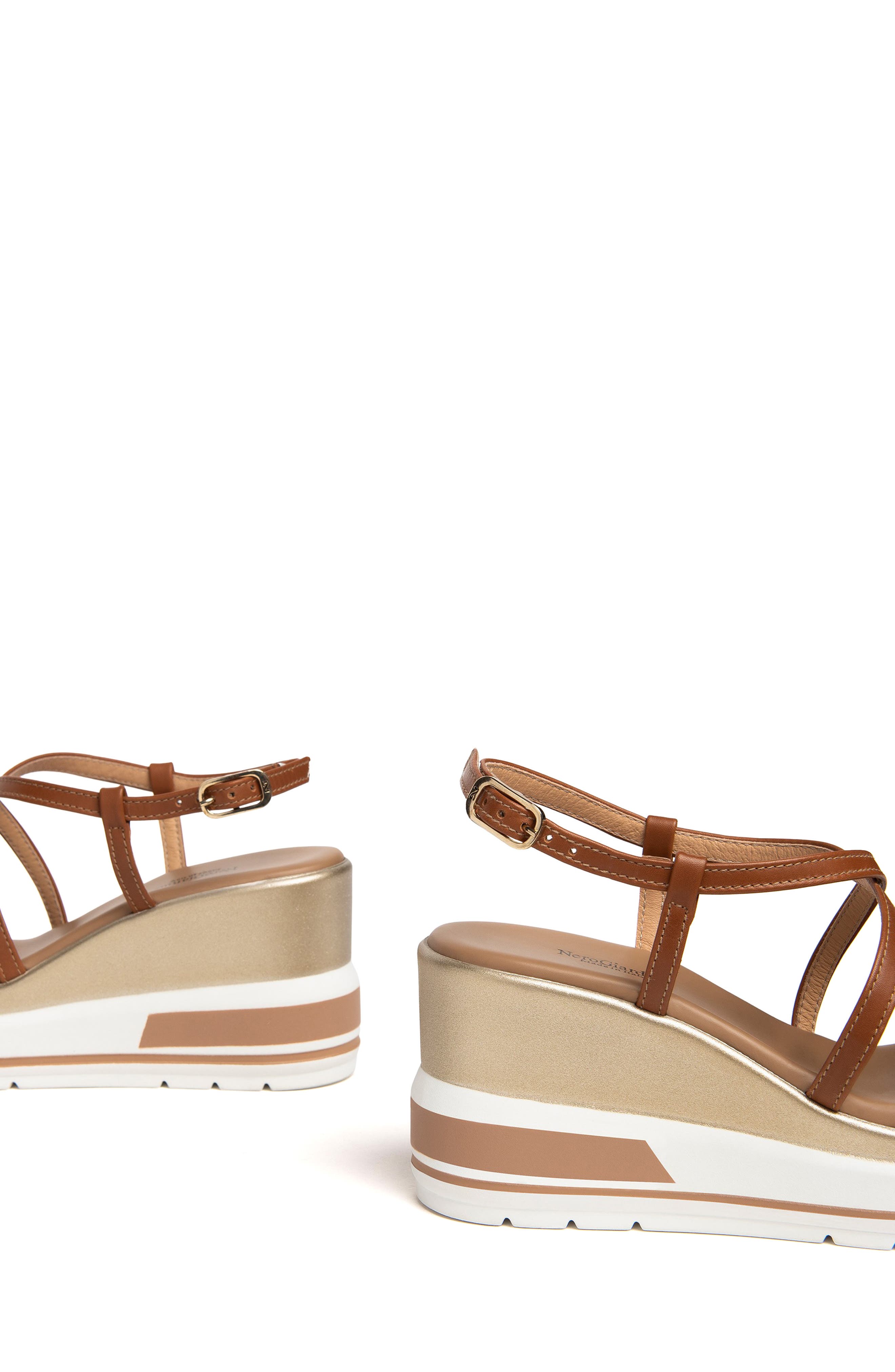 NeroGiardini Logo Plate Platform Wedge Sandal, Alternate, color, Brown Multi