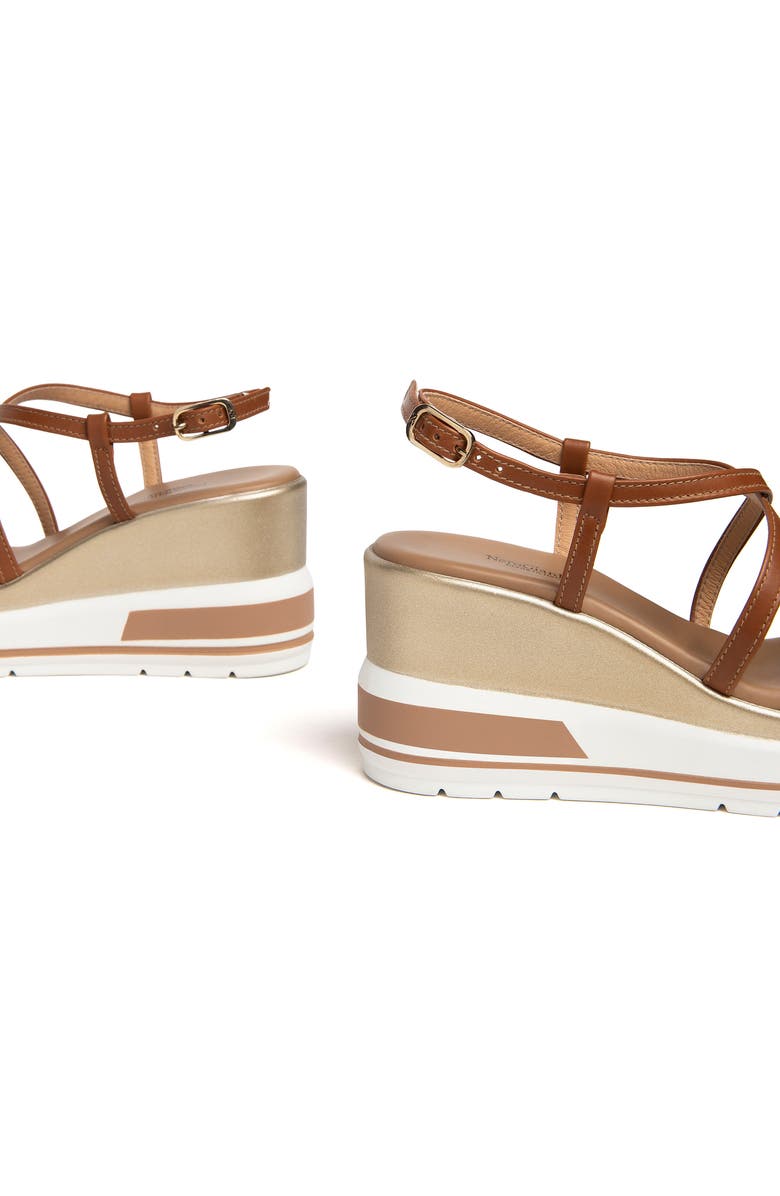 NeroGiardini Logo Plate Platform Wedge Sandal, Alternate, color, Brown Multi