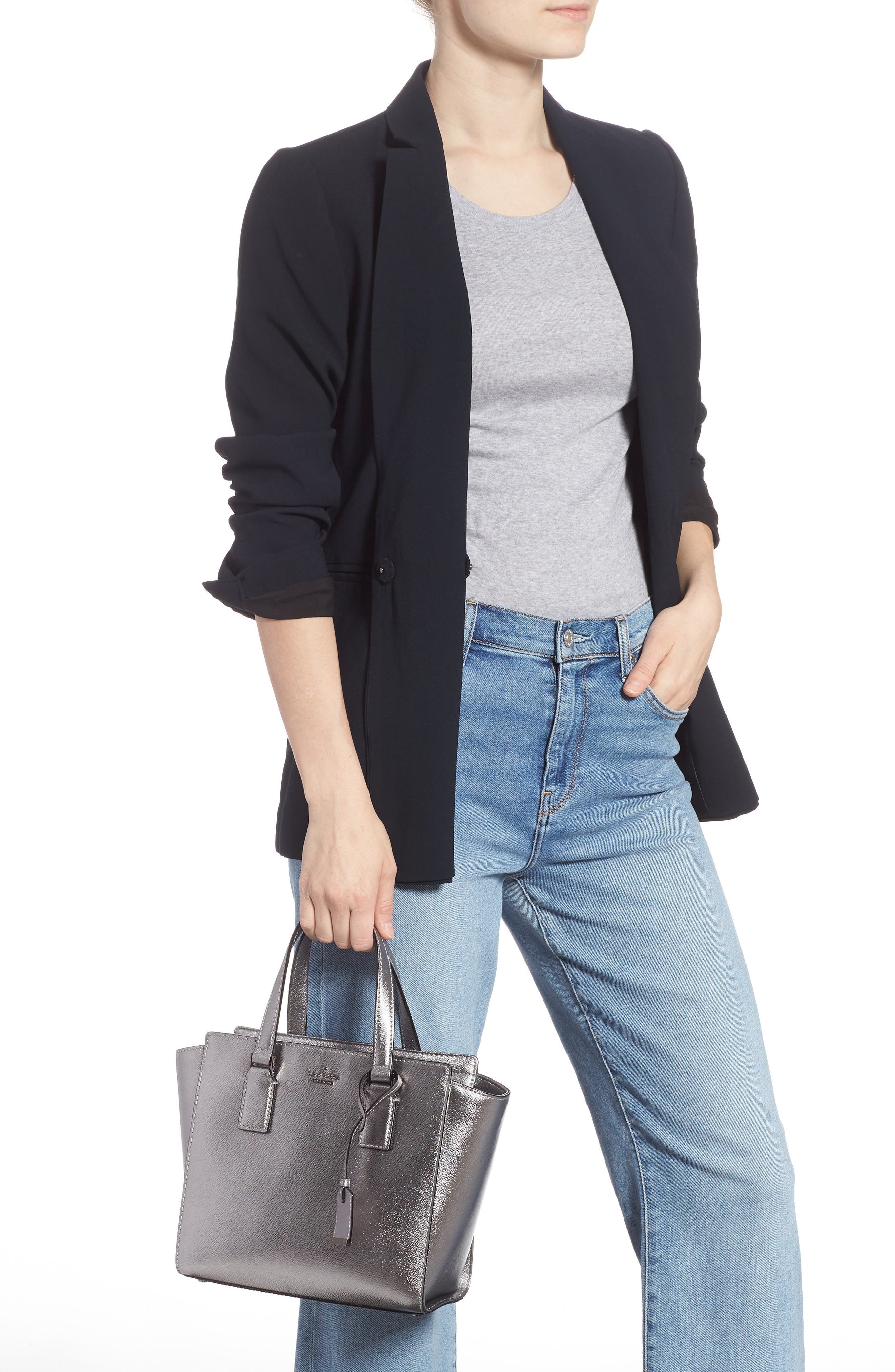 Kate Spade New York cameron street - small hayden metallic leather satchel, Alternate, color, 