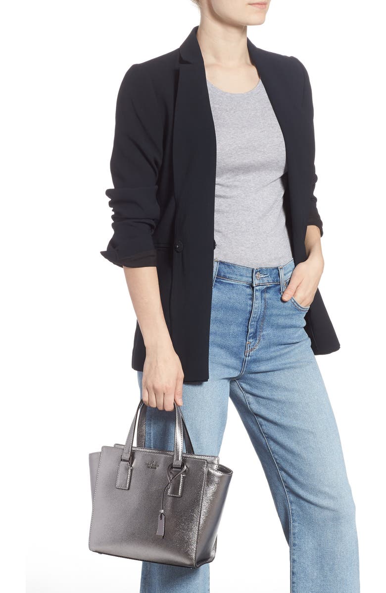 Kate Spade New York cameron street - small hayden metallic leather satchel, Alternate, color,