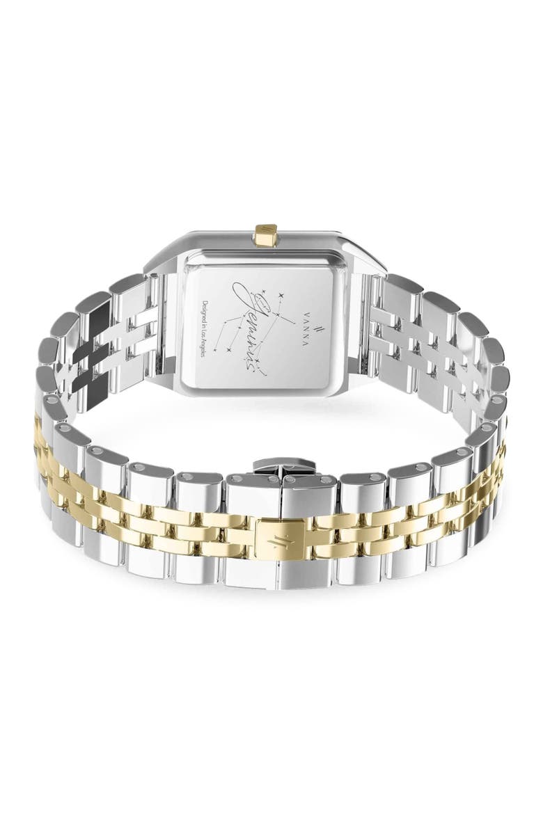 Geminus Double-Gemstone Watch, Alternate, color, White Pearl/Lapis-Two Tone
