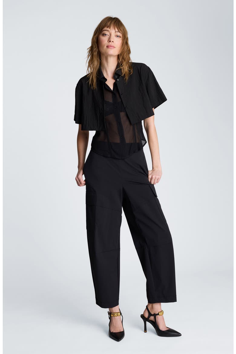Cargo Barrel Leg Pants, Alternate, color, BLACK