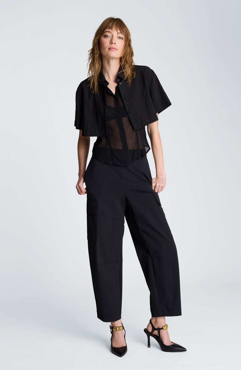 Kenneth Cole Cargo Barrel Leg Pants, Alternate, color, Black