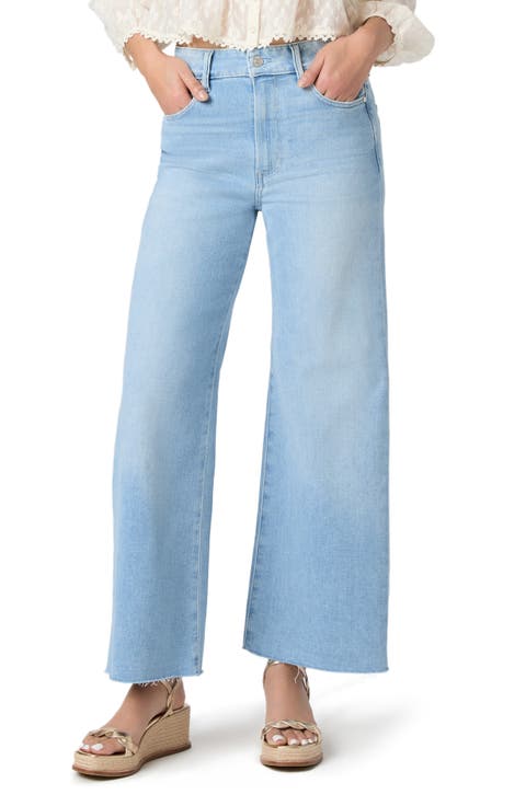 Anessa Raw Hem Wide Leg Jeans (Santorini Sky) (Petite)