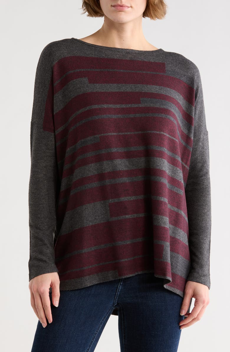 GO COUTURE Dolman Sleeve Sweater, Main, color, Charcoal Print 1