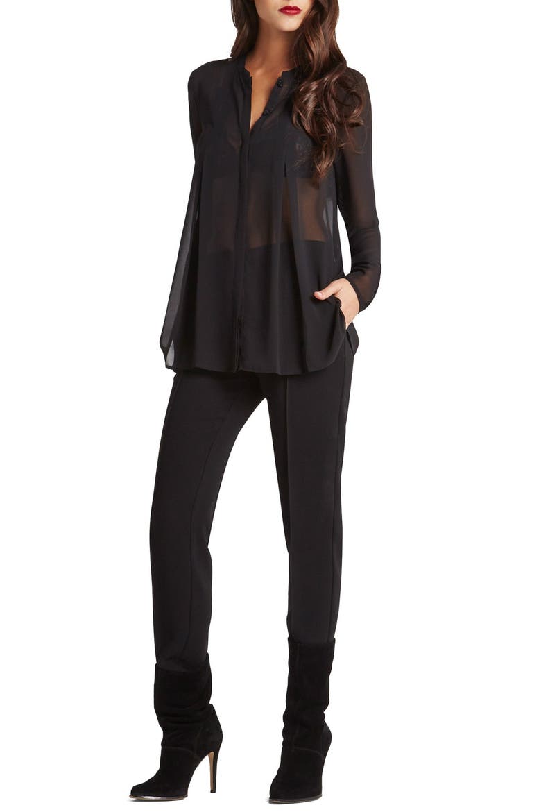 BCBGeneration Box Pleat Chiffon Blouse, Main, color, BLACK