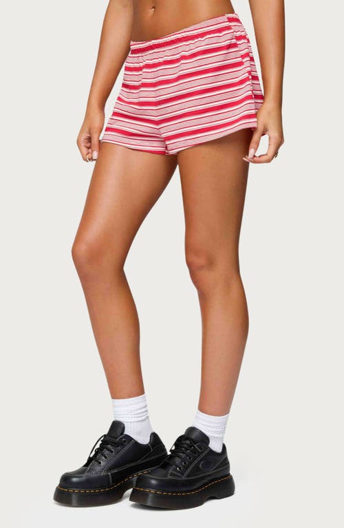 Edikted Glennon Stripe Low Rise Shorts In Pink