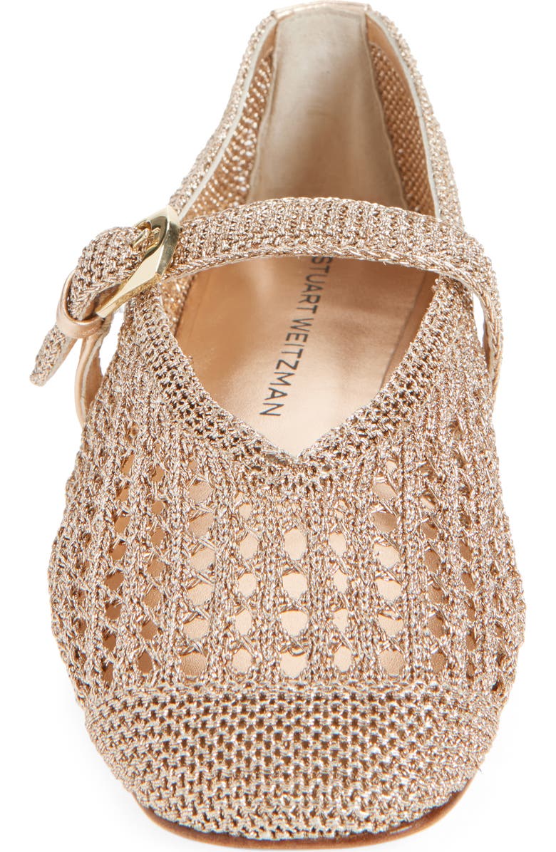 Stuart Weitzman Leora Metallic Mary Jane Flat, Alternate, color, Light Gold