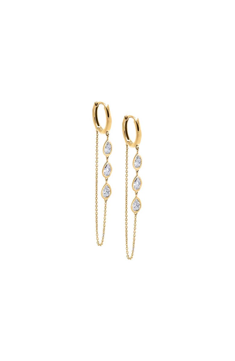 BY ADINA EDEN Lab Grown Diamond Teardrop Chain Dangle Huggie Earring 14K, Main, color, 14K Gold