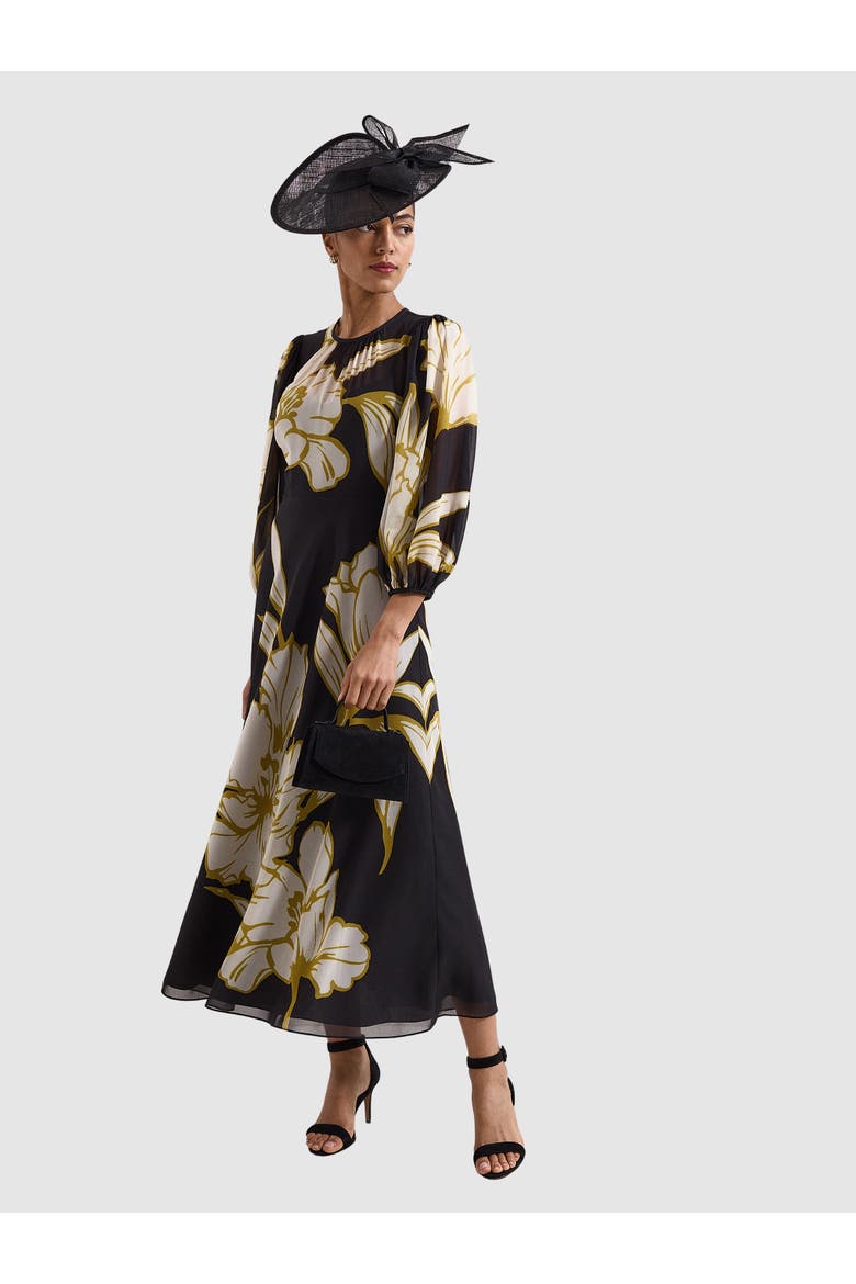 Eve 3/4 Sleeve Floral Maxi Dress, Main, color, Black Mu