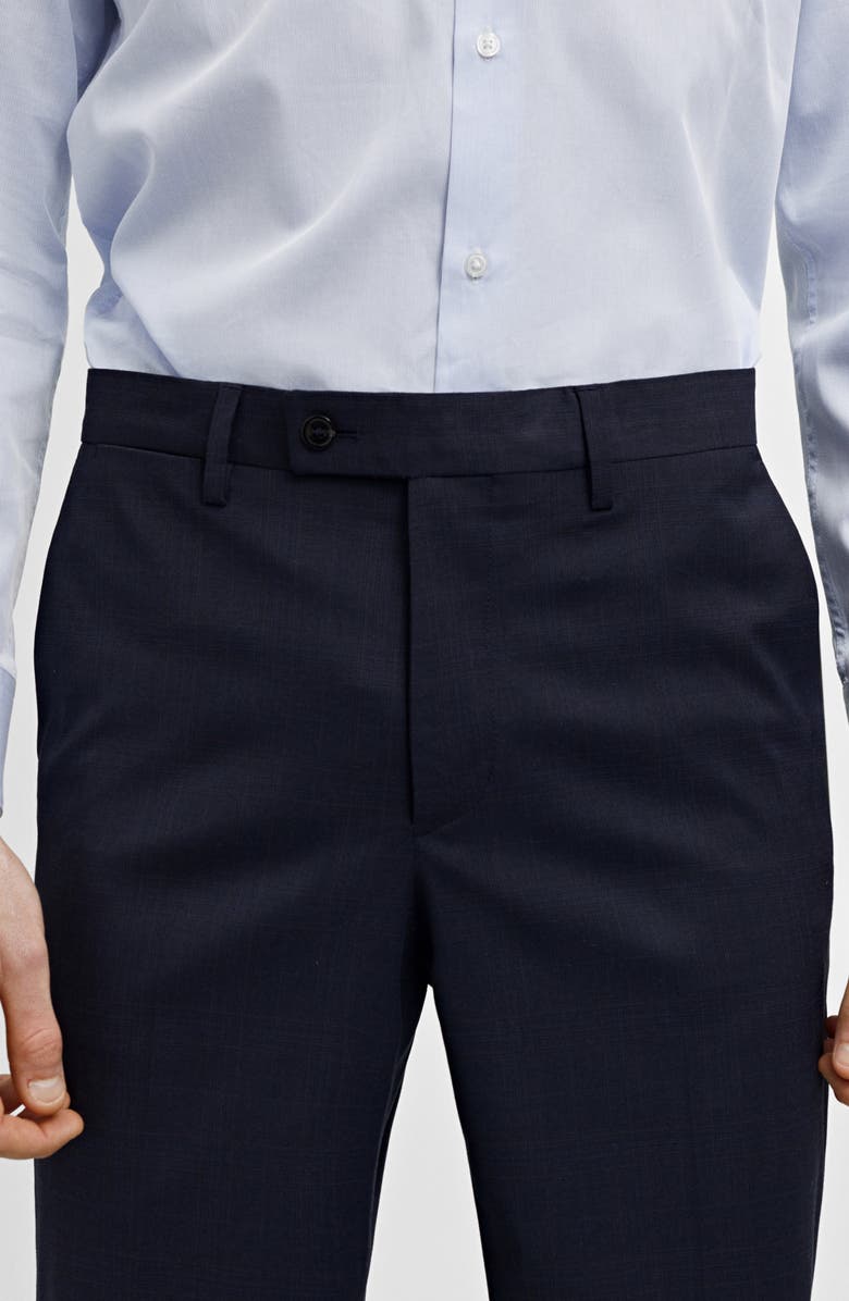 MANGO Superslim Fit Dark Navy Flat Front Stretch Dress Pants, Alternate, color, 