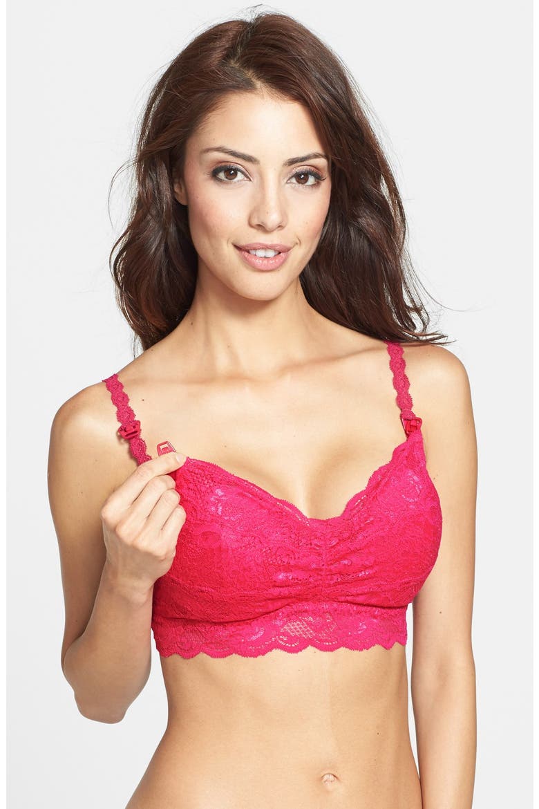 'Never Say Never Mommie' Soft Cup Nursing Bralette, Main, color, BRIGHT GRENADINE