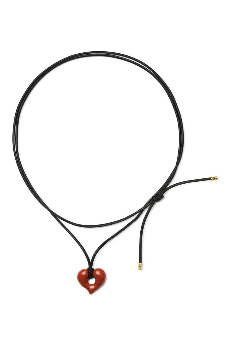 Molten Red Jasper Heart Cord Pendant Necklace, Alternate, color, JASPER