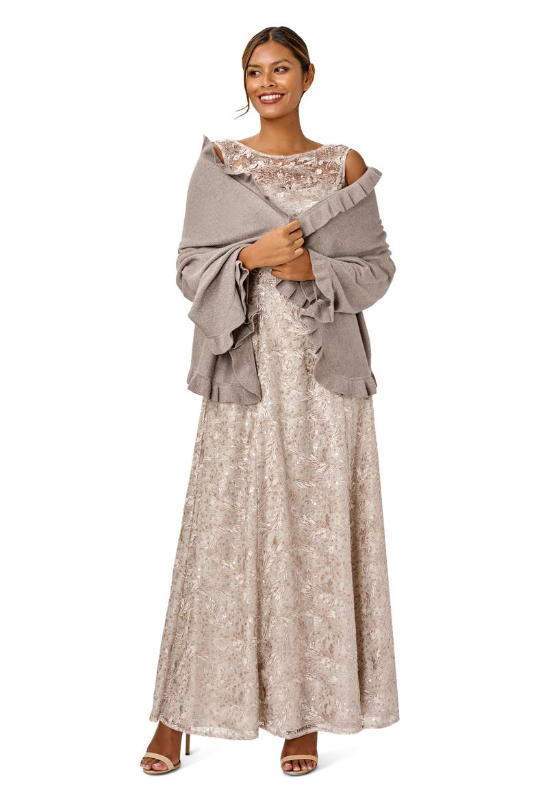 Sequin Lace Gown, Alternate, color, MARBLE